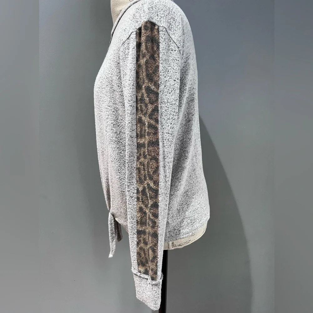 Vintage Havana super soft pullover top with leopard stripe down sleeves